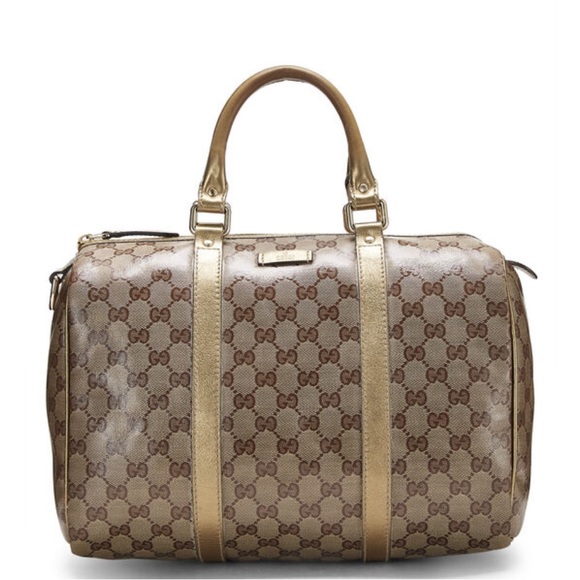 ❤️Gucci AuthenticVintage GG Crystal Gold Medium Joy Boston Bag - Picture 1 of 12